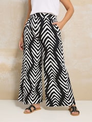 Yours Curve Black Jersey Wide Leg Trousers - Image 1 of 4