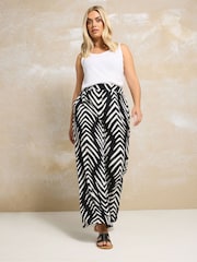 Yours Curve Black Jersey Wide Leg Trousers - Image 2 of 4