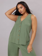 Yours Curve Green Airflow Waistcoat Vest - Image 1 of 5