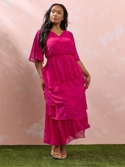 Yours Curve Frilled Maxi Dobby Dress - Bild 1 von 6