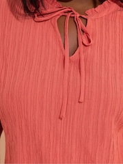 Yours Curve Orange Texture Frill Neck Blouse - Image 2 of 6
