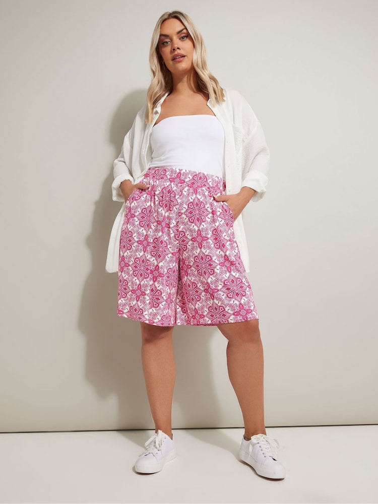 Yours Curve Light Pink Jersey Shorts - Image 1 of 5