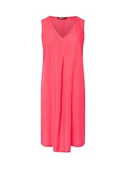Yours Curve Pink Pleated Front Dress Containing Linen - Image 4 of 5
