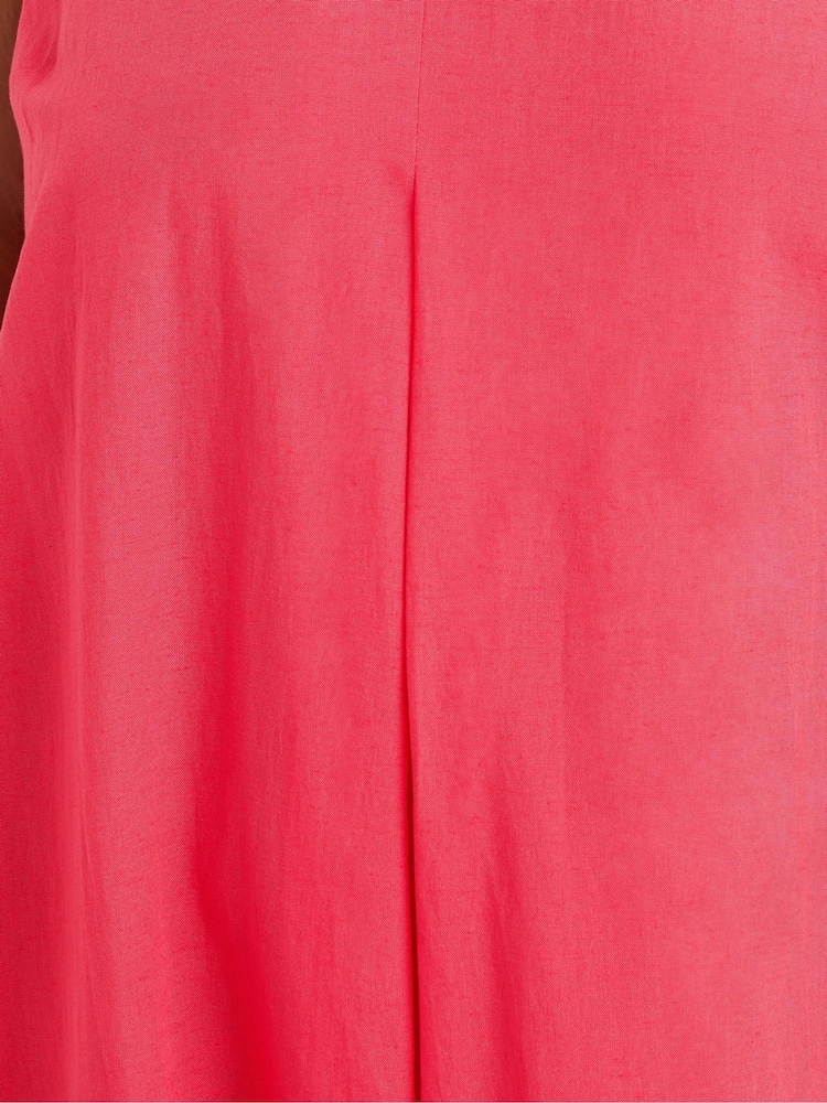Yours Curve Pink Pleated Front Dress Containing Linen - Image 5 of 5