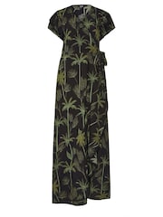 Long Tall Sally Black Tropical Frilled Sleeve Maxi Dress - Image 1 of 1
