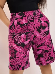 Yours Curve Pink Jersey Shorts - Image 4 of 5