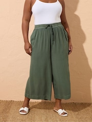 Yours Curve Green Chambray Culottes - Image 1 of 5