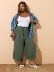 Yours Curve Green Chambray Culottes - Image 2 of 5