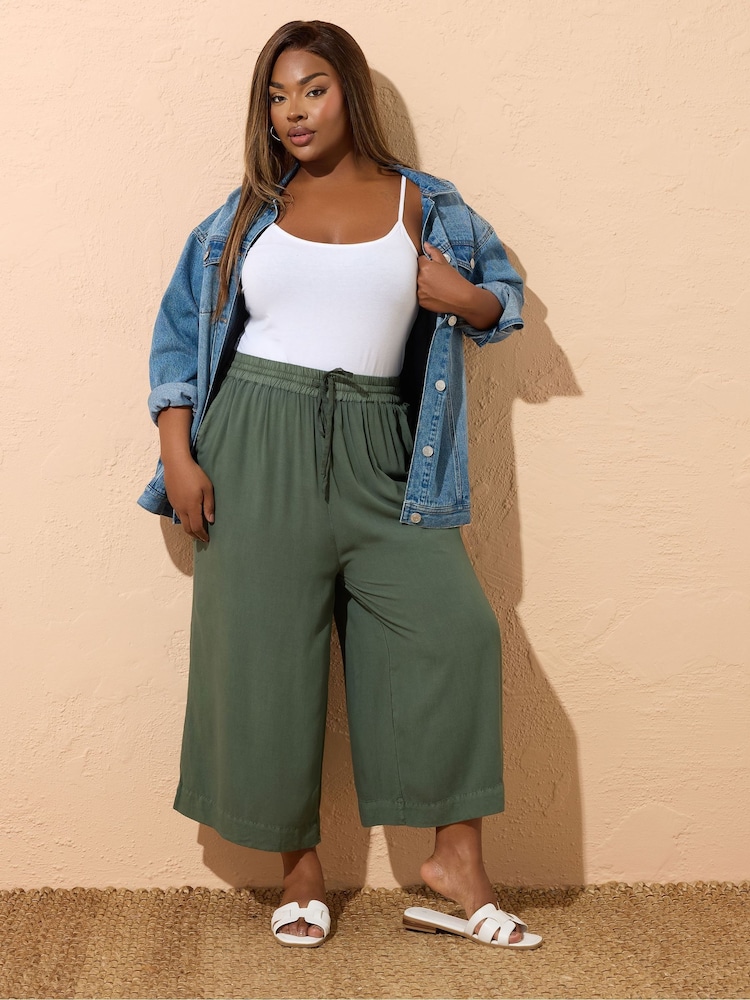 Yours Curve Green Chambray Culottes - Image 2 of 5