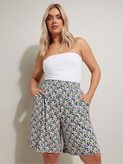 Yours Curve Blue Jersey Shorts - Image 2 of 5