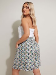 Yours Curve Blue Jersey Shorts - Image 4 of 5