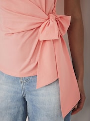 Mint Velvet Pink Tie Detail 100% Cotton T-Shirt - Image 4 of 8