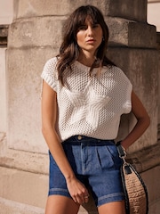 Mint Velvet White Knit Cotton jumper - Image 1 of 7