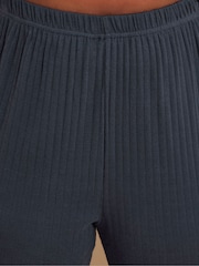 Yours Curve Blue Pointelle Cami Wide Leg Pant 100% Cotton Pyjamas Set - Image 5 of 6