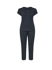 Yours Curve Blue Pointelle Cami Wide Leg Pant 100% Cotton Pyjamas Set - Image 6 of 6