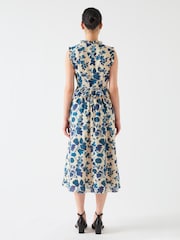 LK Bennett Cream Isolde 100% Cotton Voile Dress With Frill Detailing - Image 2 of 4