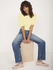Mint Velvet Yellow Lace Trim T-Shirt - Image 1 of 8