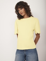 Mint Velvet Yellow Lace Trim T-Shirt - Image 2 of 8