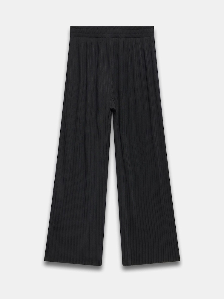 Mint Velvet Black Plisse Wide Leg Trousers - Image 6 of 6