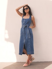 Mint Velvet Blue Denim Midi 100% Cotton Dress - Image 3 of 8