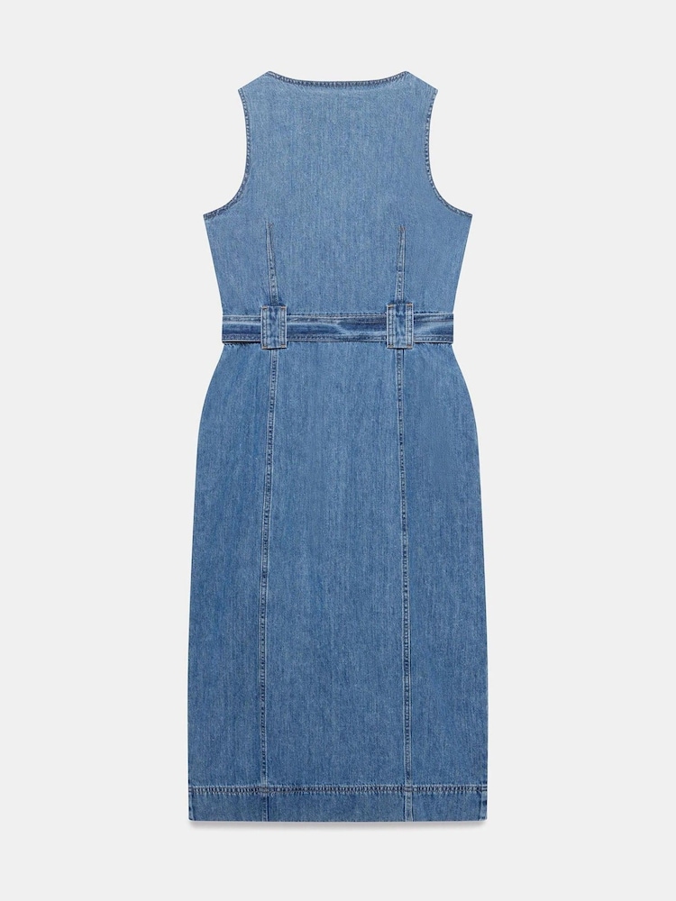 Mint Velvet Blue Denim Midi 100% Cotton Dress - Image 8 of 8