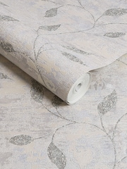 Graham & Brown Silver Boutique Ornamental Leaf Heavy Weight Vinyl 10M Wallpaper - Image 3 of 3