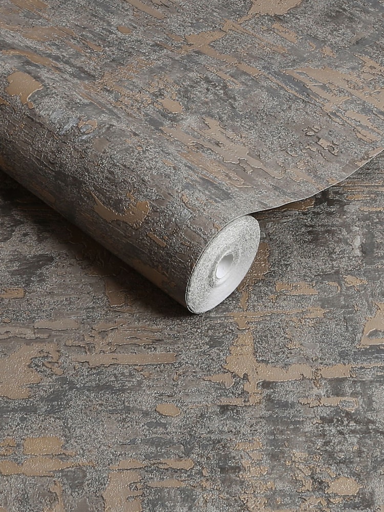 Graham & Brown Steel or Gold Boutique Ornamental Texture Heavy Weight Vinyl 10M Wallpaper - Image 3 of 3