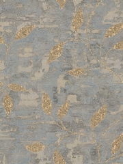Graham & Brown Steel or Gold Boutique Ornamental Leaf Heavy Weight Vinyl 10M Wallpaper - Image 2 of 3