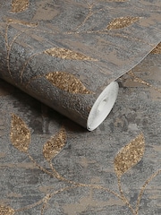 Graham & Brown Steel or Gold Boutique Ornamental Leaf Heavy Weight Vinyl 10M Wallpaper - Image 3 of 3