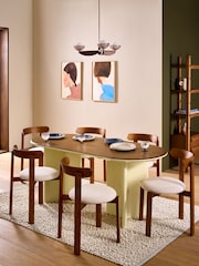 MADE.COM Yellow Gloss and Oak Plinth Oval Fixed 6 Seater Dining Table - Image 1 of 7