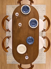 MADE.COM Yellow Gloss and Oak Plinth Oval Fixed 6 Seater Dining Table - Image 2 of 7