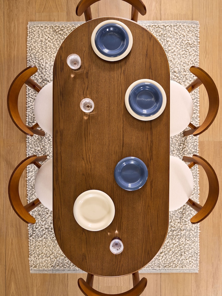 MADE.COM Yellow Gloss and Oak Plinth Oval Fixed 6 Seater Dining Table - Image 2 of 7 MADE.COM Yellow Gloss and Oak Plinth Oval Fixed 6 Seater Dining Table - Image 2 of 7