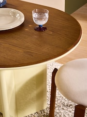 MADE.COM Yellow Gloss and Oak Plinth Oval Fixed 6 Seater Dining Table - Image 3 of 7