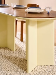 MADE.COM Yellow Gloss and Oak Plinth Oval Fixed 6 Seater Dining Table - Image 4 of 7