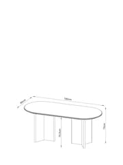 MADE.COM Yellow Gloss and Oak Plinth Oval Fixed 6 Seater Dining Table - Image 5 of 7