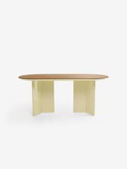MADE.COM Yellow Gloss and Oak Plinth Oval Fixed 6 Seater Dining Table - Image 6 of 7