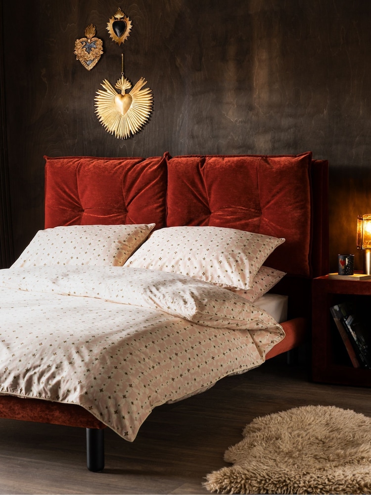 Rockett St George Luxe Needlecord Velvet Burnt Sienna Orange Lounge Lover Bed - Image 1 of 4