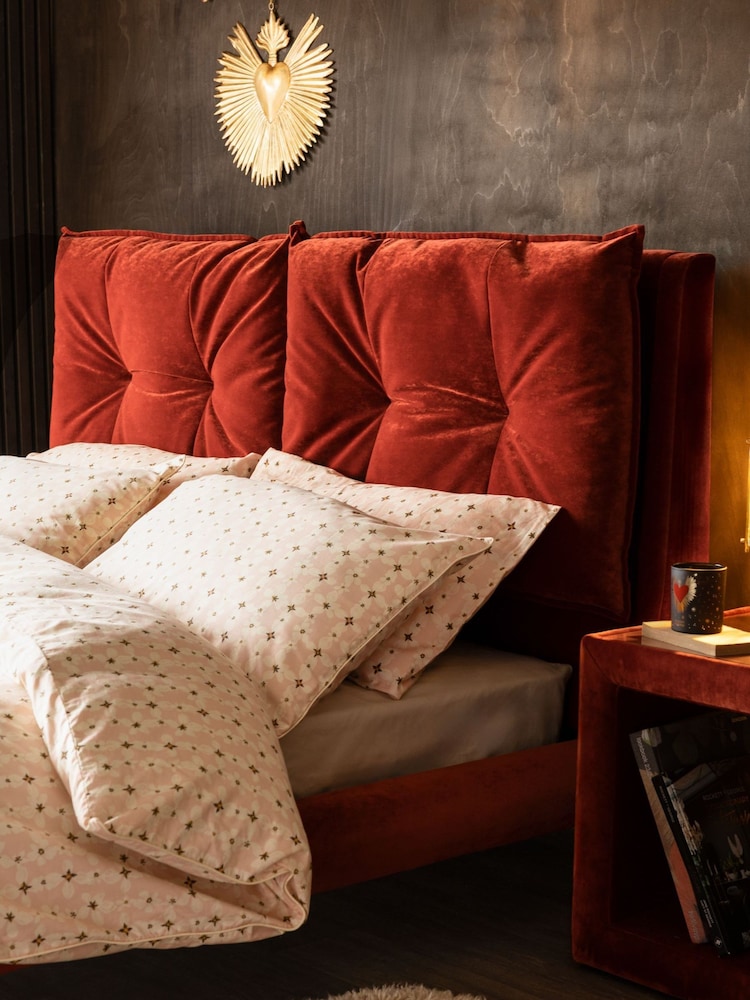Rockett St George Luxe Needlecord Velvet Burnt Sienna Orange Lounge Lover Bed - Image 2 of 4