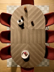 MADE.COM Dark Stain Oak Belgrave Round 6 to 8 Seater Extending Dining Table - Image 2 of 6