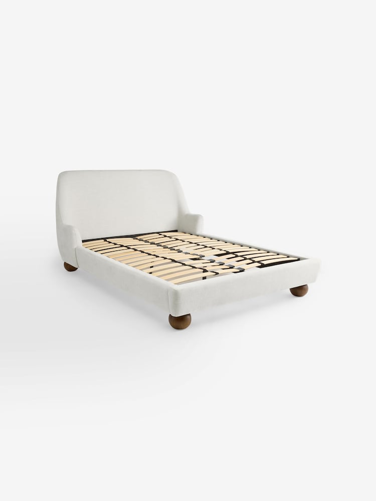 MADE.COM Soft Textured Weave Linen White Ellio Bed - Image 5 of 5