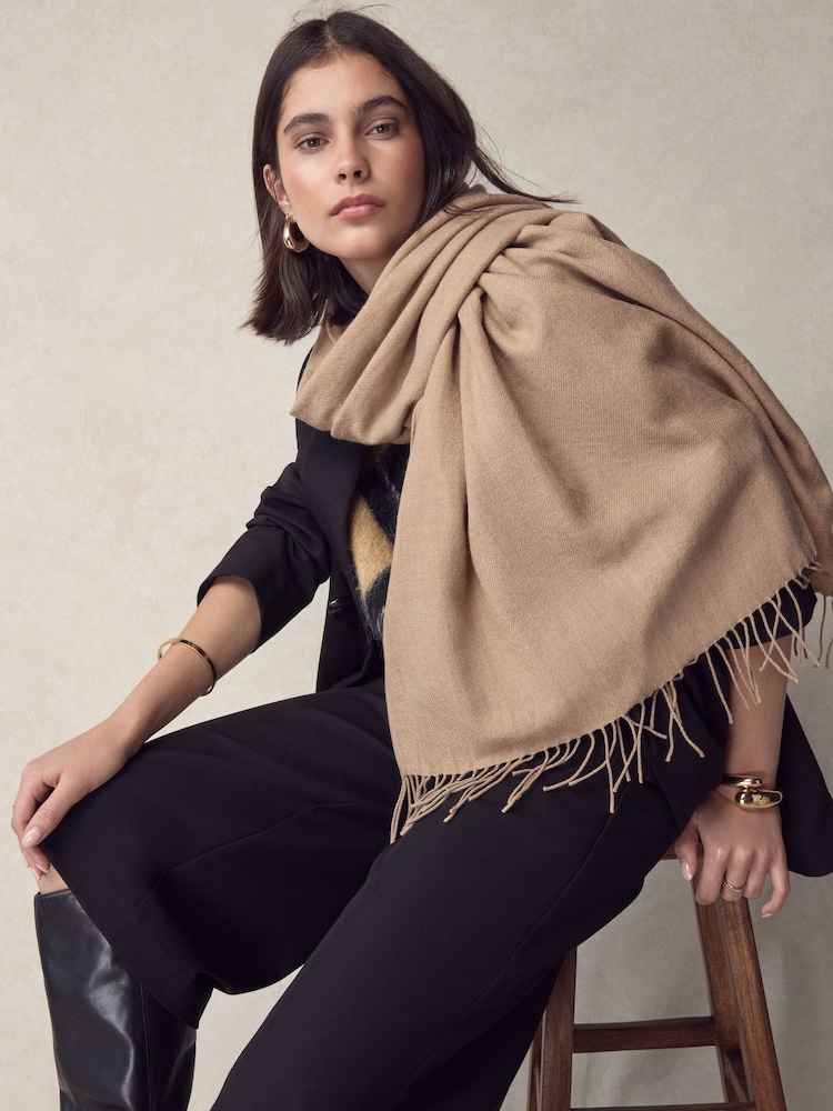 Camel Premium Made in Italy Twill Midweight Shawl Scarf - Image 1 of 3