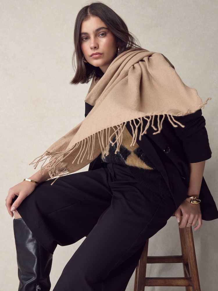 Camel Premium Made in Italy Twill Midweight Shawl Scarf - Image 2 of 3