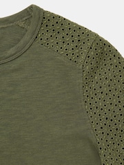 Whistles Broderie Sleeve Detail T-Shirt - Imagem 5 de 5