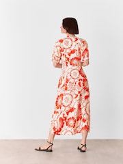 Whistles Red Petite Bloom Floral Midi Dress - Image 2 of 5