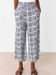 Whistles Blue Hatch Squares Cropped Trousers - Image 1 of 5