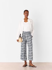 Whistles Blue Hatch Squares Cropped Trousers - Image 2 of 5
