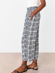 Whistles Blue Hatch Squares Cropped Trousers - Image 3 of 5