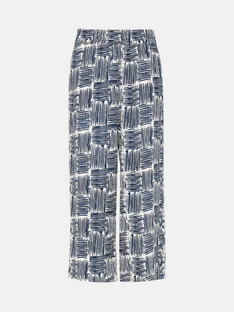 Whistles Blue Hatch Squares Cropped Trousers - Image 5 of 5