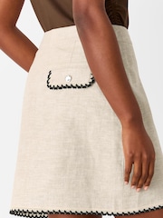 Whistles Cream Linen Mix Mini Skirt - Image 2 of 5