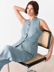 Whistles Blue Millie Linen Trousers - Image 4 of 5